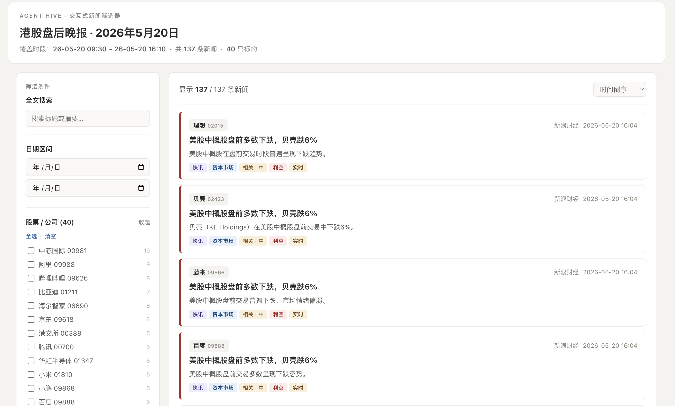 图：交互式 HTML 附件 — 多维度筛选全量分类新闻